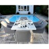 Mambo Garden Furniture Santorini White 6 Seat Rectangular Fire Pit Dining Set