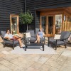 Maze Lounge Outdoor Manhattan Aluminium Grey Reclining 2 Seat Sofa Set with Coffee Table