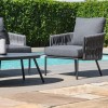 Maze Lounge Outdoor Marina Rope Weave Charcoal 2 Seat Sofa Set with Coffee Table