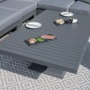 Maze Lounge Outdoor Amalfi Aluminium Grey Large Corner Dining Set with Rectangular Rising Table and Footstools
