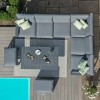 Maze Lounge Outdoor Amalfi Aluminium Grey Large Corner Dining Set with Rectangular Rising Table and Footstools