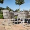 Maze Lounge Outdoor Fabric Marina Rope Weave Sandstone 8 Seat Oval Dining Set