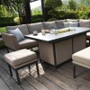 Maze Lounge Outdoor Fabric Pulse TaupeÂ Left Handed Rectangular Corner Dining Set with Fire Pit Table
