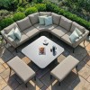 Maze Lounge Outdoor Fabric Pulse TaupeÂ Deluxe Square Corner Dining Set with Rising Table