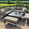 Maze Lounge Outdoor Fabric Pulse TaupeÂ Deluxe Square Corner Dining Set with Rising Table