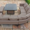 Maze Lounge Outdoor Fabric Pulse TaupeÂ Deluxe Square Corner Dining Set with Fire Pit Table