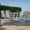 Maze Lounge Outdoor Furniture Amalfi White 6 Seat Rectangular Dining Set with Rising Table
