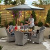 Nova Garden Furniture Leeanna White Wash Rattan 6 Seat Round Dining Set with Ice Bucket