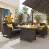 Nova Outdoor Fabric Eclipse Dark Grey Compact Corner Dining Set with Firepit Table