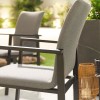 Nova Outdoor Fabric Hugo Light Grey 8 Seat Rectangular Dining Set with Firepit