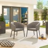 Nova Outdoor Fabric Edge Light Grey 6 Seat Oval Dining Set with Firepit