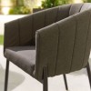 Nova Outdoor Fabric Edge Dark Grey 6 Seat Rectangular Dining Set with Firepit