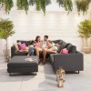 Nova Outdoor Fabric Eden Dark Grey Corner Sofa Set with Footstool