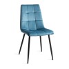 Bentley Designs Martini Clear Tempered Glass 6 Seater Dining Table With 6 Mondrian Petrol Blue Velvet Fabric Chairs