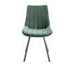 Bentley Designs Turin Clear Tempered Glass 4 Seater Dark Oak Legs Dining Table With 4 Fontana Green Velvet Fabric Chairs