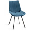 Bentley Designs Turin Clear Tempered Glass 4 Seater Dark Oak Legs Dining Table With 4 Fontana Blue Velvet Fabric Chairs