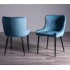Bentley Designs Ramsay Rustic Oak Effect Melamine 6 Seater U Leg Dining Table with 4 Cezanne Petrol Blue Velvet Fabric Chairs