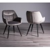 Bentley Designs Ramsay Rustic Oak Effect Melamine 6 Seater U Leg Dining Table With 6 Dali Grey Velvet Fabric Chairs