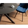 Bentley Designs Hirst Furniture 120cm Round Table Dining Set with 4 Fontana Blue Velvet Fabric Dining Chairs