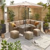Nova Ciara Willow Rattan Right Hand Corner Dining Set with Parasol Hole Table
