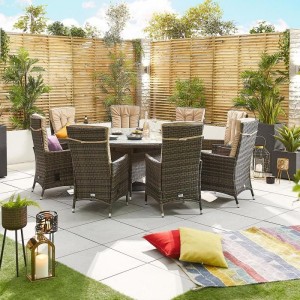 Nova Garden Furniture Ruxley Brown Rattan 8 Seat Round Dining Set 