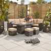 Nova Garden Furniture Cambridge Brown Rattan Right Hand Corner Dining Set with Fire Pit Table