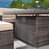 Nova Garden Furniture Cambridge Brown Rattan Deluxe Corner Dining Set with Fire Pit Table