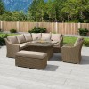 Nova Garden Furniture Harper Willow Rattan Deluxe Corner Dining Set with Fire Pit Table