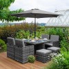 Nova Garden Furniture Celia Grey Rattan 4 Seat Cube Dining Set with Footstools