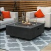 Nova Garden Furniture Albany Square Dark Grey Gas Firepit Coffee Table with Wind Guard