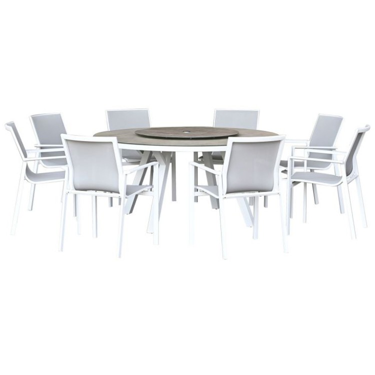 Nova Garden Furniture Milano White Frame 8 Seat Round Dining Set