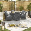 Nova Garden Furniture Olivia Grey Weave 6 Seat Oval Dining Set with Fire Pit