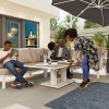 Nova Garden Furniture Vogue White Frame Corner Dining Set with Rising Table & Armchair & Bench