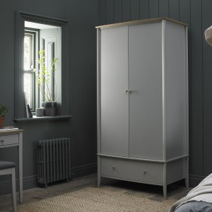 Whitby Scandi Oak Furniture Grey Double Wardrobe