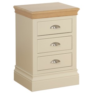 Lundy Painted Oak Furniture 3 Drawer Bedside Cabinet