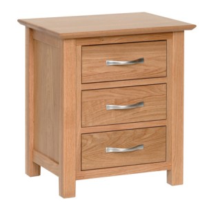 New Oak Furniture 3 Drawer Bedside Cabinet