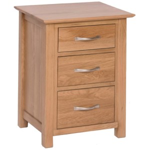 New Oak Furniture 3 Drawer High Bedside Cabinet