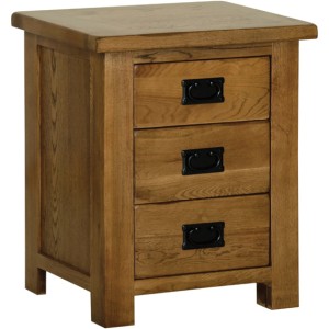 Devonshire Rustic Oak Furniture 3 Drawer Bedside RB30