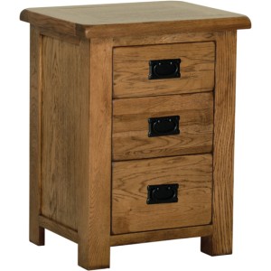 Devonshire Rustic Oak Furniture 3 Drawer High Bedside RB40