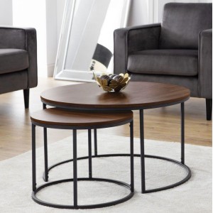 Julian Bowen Bellini Black and Walnut Round 2 Nesting Coffee Table