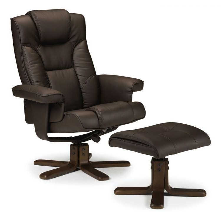 Julian Bowen Furniture Malmo Brown Faux Leather Recliner and Footstool Set