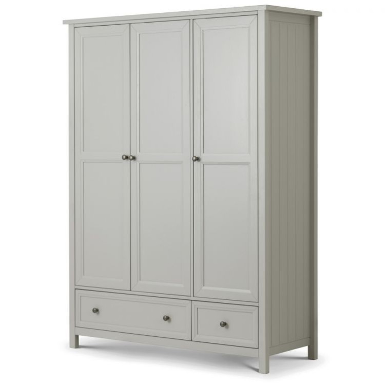 Julian Bowen Painted Furniture Maine Dove Grey 3 Door Combination Wardrobe