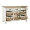 Hendra Weathered White Furniture Cabinet With 6 Willow Baskets