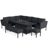 Maze Lounge Outdoor Fabric Pulse Charcoal Rectangular Corner Dining Set with Fire Pit
