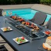 Maze Lounge Outdoor Fabric Zest Charcoal 8 Seat Rectangular Fire Pit Dining Set