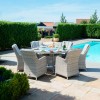 Maze Rattan Garden Furniture Oxford 6 Seat Round Fire Pit Table with Venice Chairs & Lazy Susan