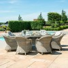 Maze Rattan Garden Oxford 8 Seat Round Fire Pit Table with Heritage Chairs