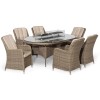 Maze Rattan Garden Furniture Winchester 6 Seat Oval Fire Pit Table with Venice Chairs