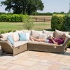 Maze Rattan Garden Furniture Henley Tuscany Corner Sofa with Reclining Arms & Rising Table
