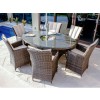 Maze Rattan Garden Furniture LA Brown 6 Seat Oval Ice Bucket Dining Set with Lazy Susan